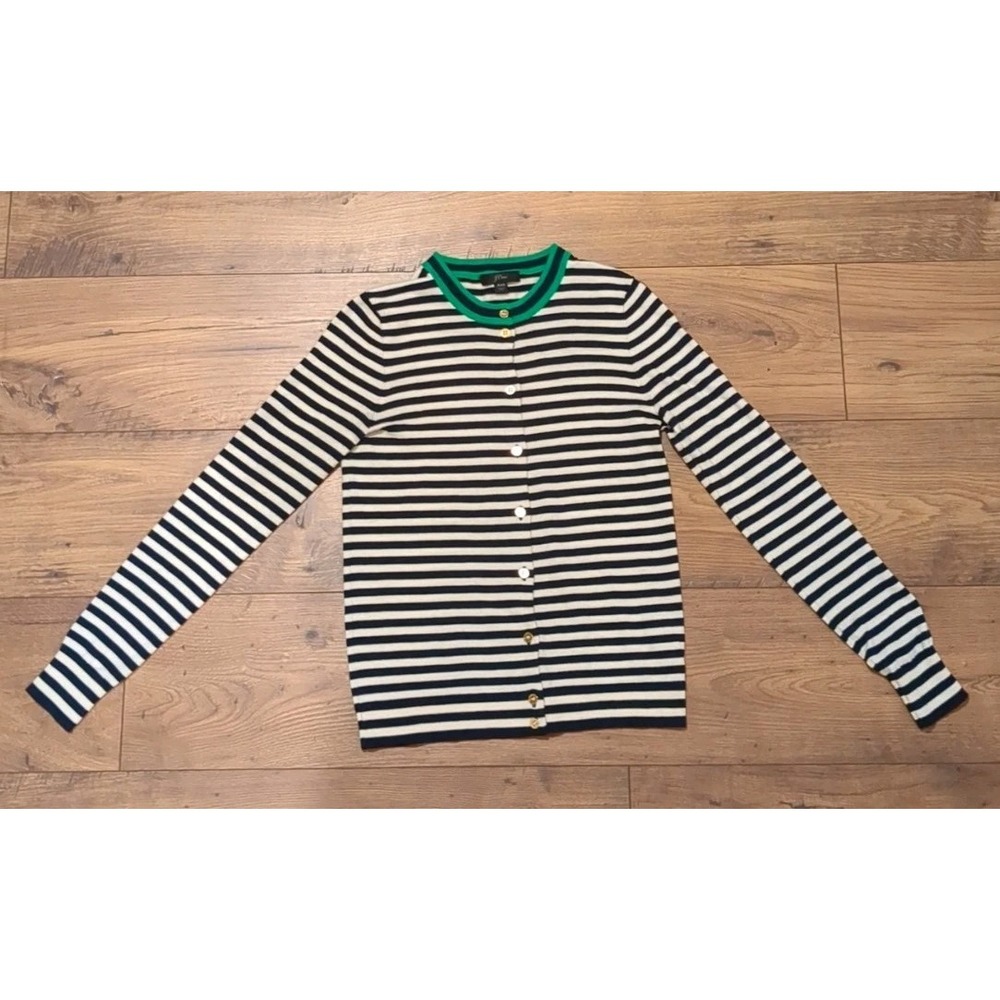 J Crew Women's Striped Preppy 100% Cotton Button Down Sweater Size XXS (Read)
